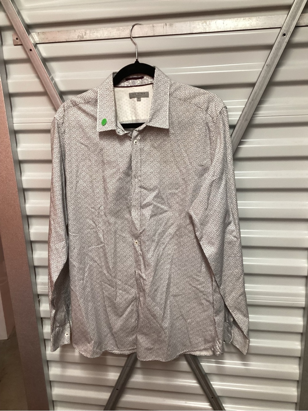 Ted Baker Men's White Dress Shirt with Micro Dot Print